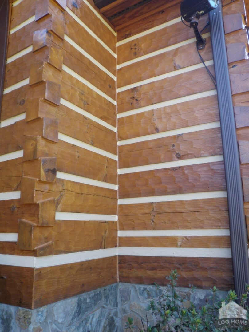 This is how the exterior walls looked after caulking and staining ...