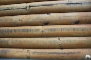 A close up of some wooden poles